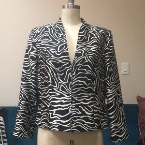Vintage Silk & Wool Jacket Black & White Pattern